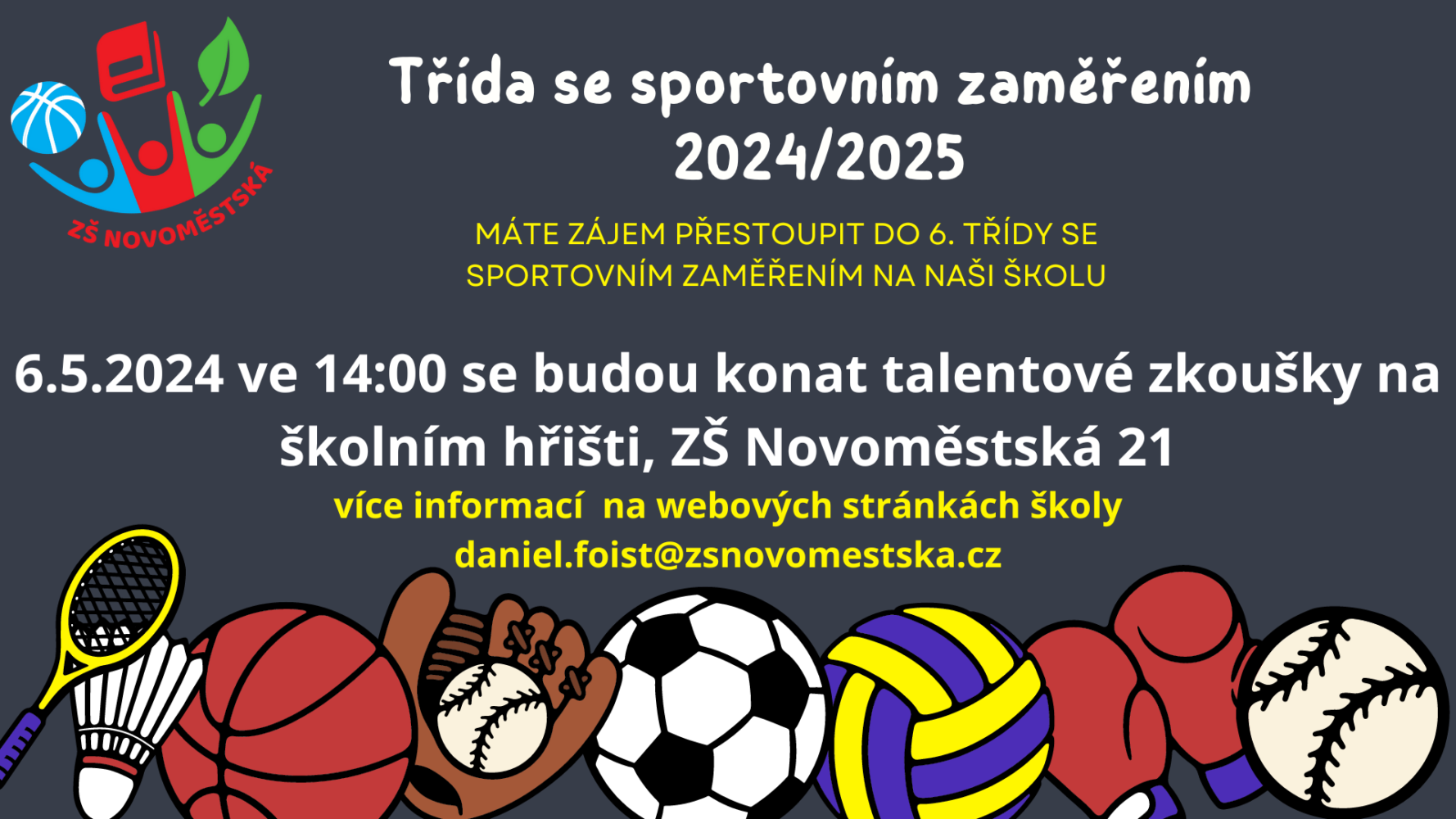 Talentové zkoušky – 6. třída se sportovním zaměřením 2024/2025