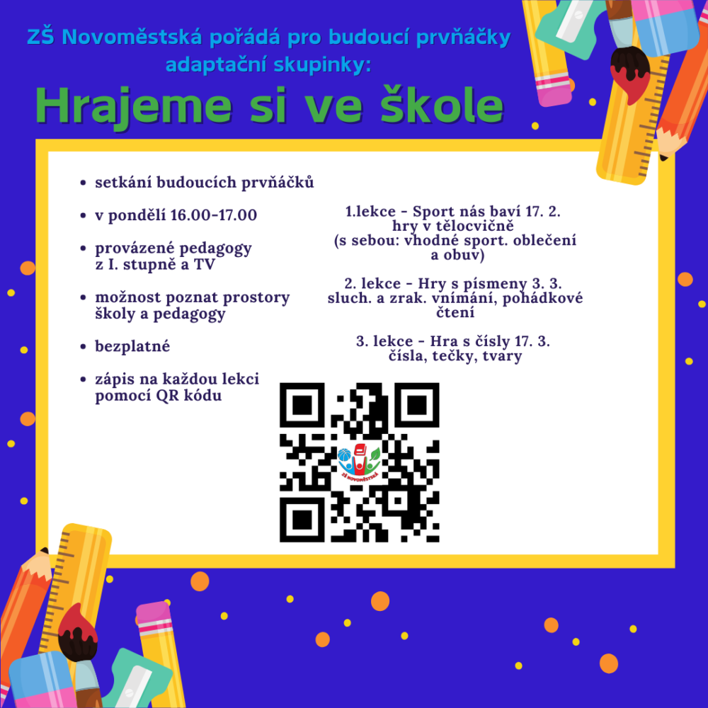 Přihlášení na adaptační skupiny pomocí QR kódu je možné od 1. 2. 2024.